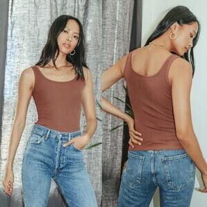 Lulus NWT Staple Style Ribbed Knit Scoop Neck Tank Top Dusty Rose Size Small